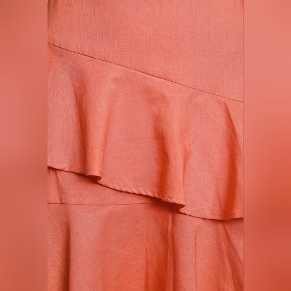 Lulus Brielle Coral Orange Ruffled Skater Dress - Picture 4 of 5
